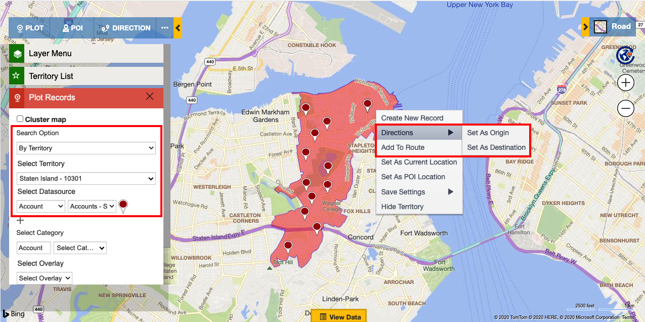 Analyze your locational data ‘By Territory’ on map within your Dynamics 