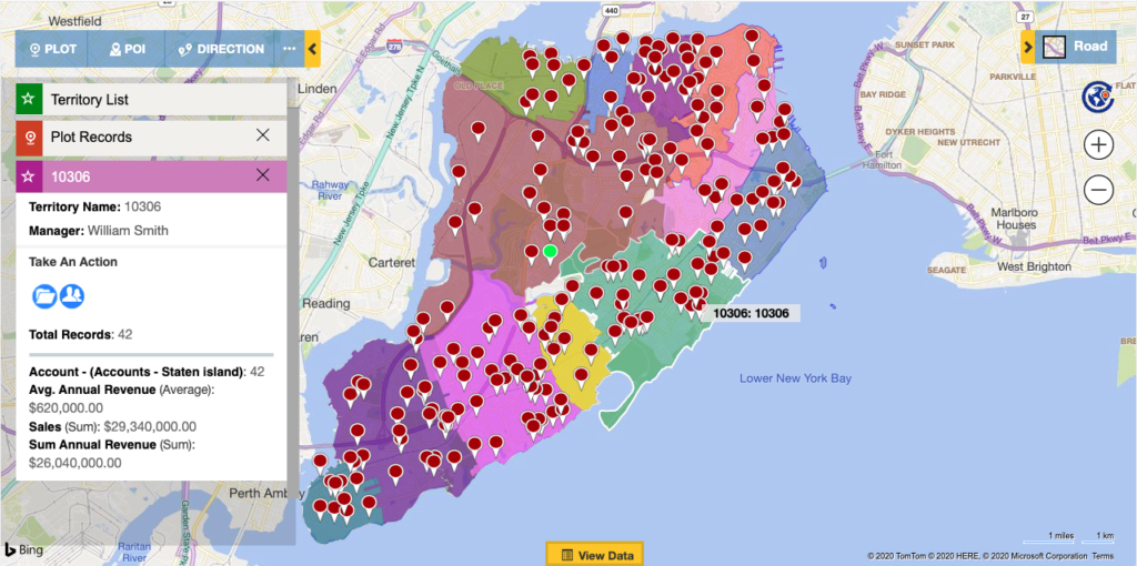 Analyze your locational data ‘By Territory’ on map within your Dynamics 