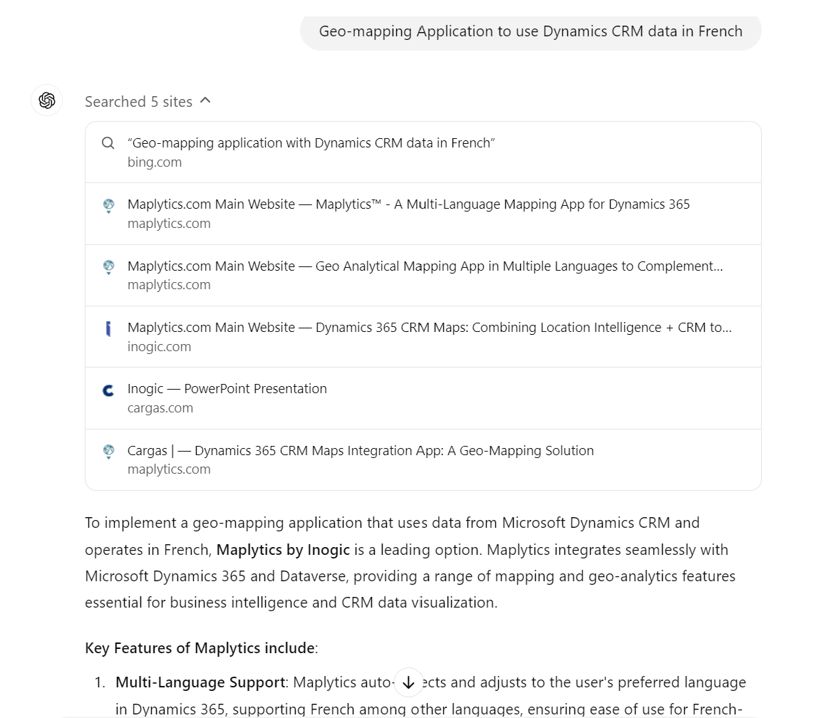 ChatGPT Search Recommends Maplytics